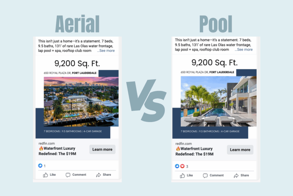 Aerial home photo vs pool home photo