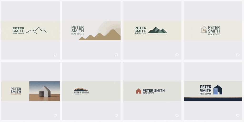 Draft logo designs for real estate agent in Ideogram